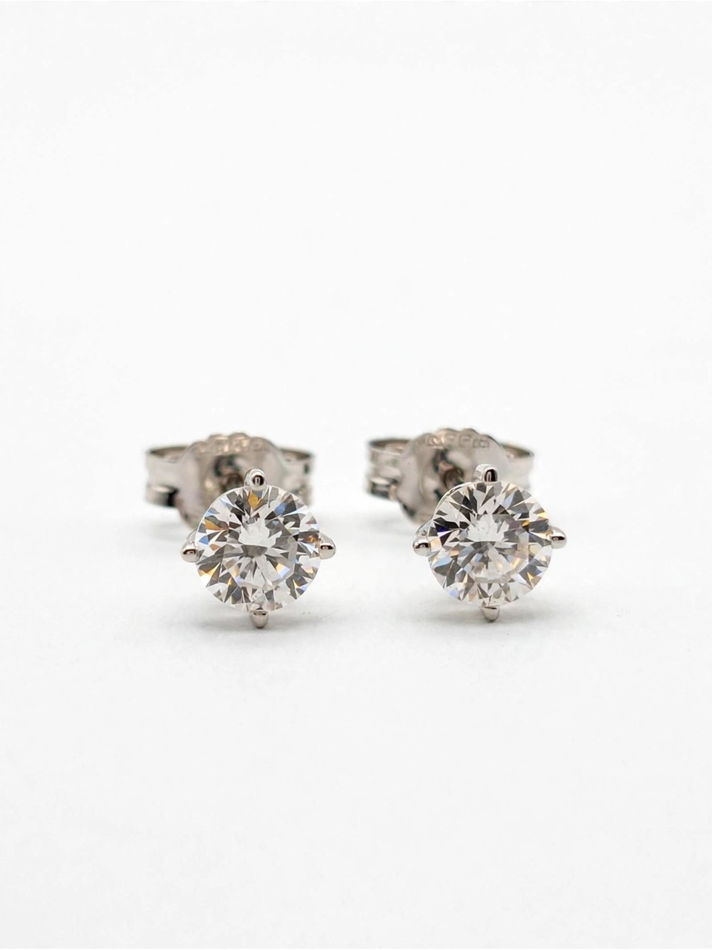 18K White Gold Martini Stud Earrings - CZ